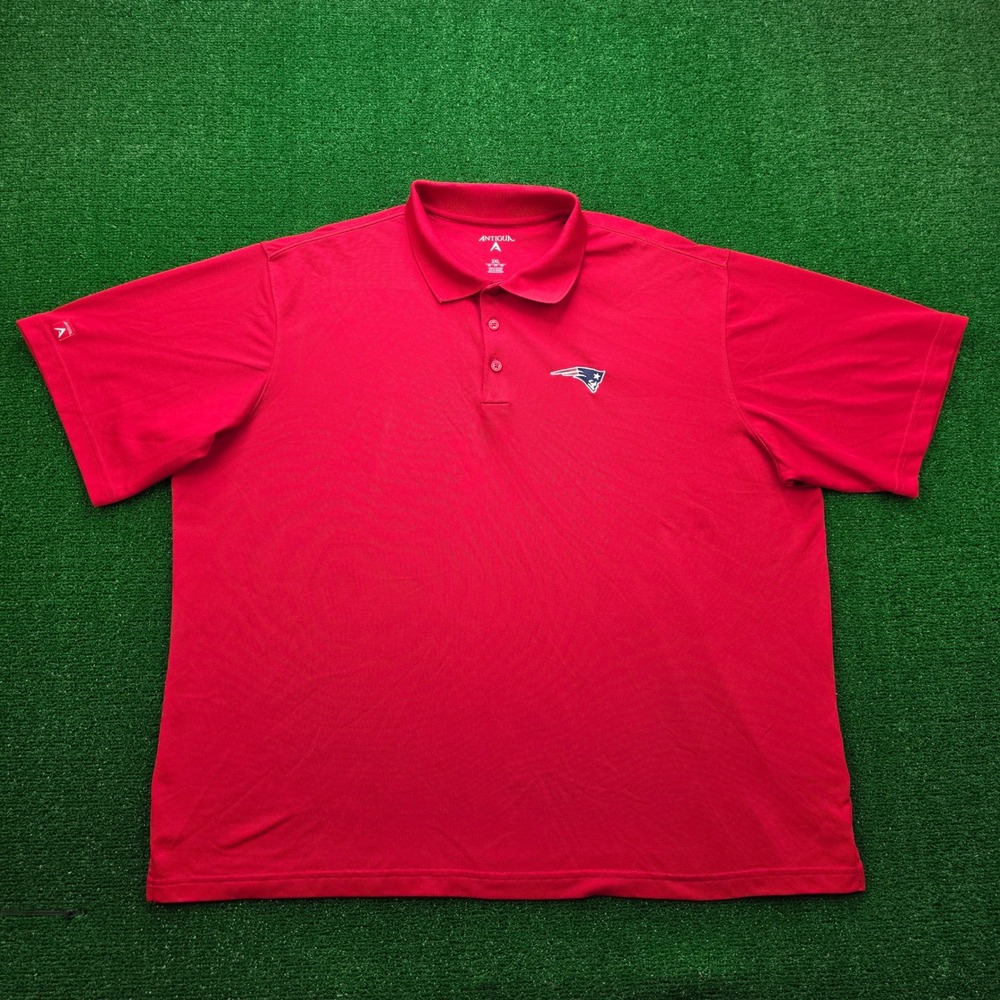 New England Patriots NFL Antigua Performance Polo Shirt Mens 2XL Red Embroidered